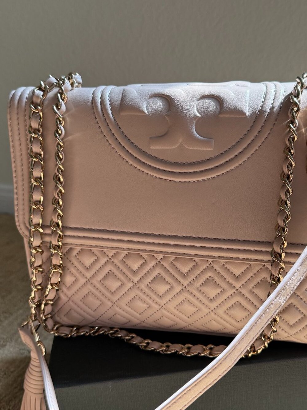 Tory Burch Fleming Cream/Beige Convertible Bag and Wallet